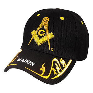 Casquette maçonnique brodée en flocage pour homme, détails faits main, accents de boutons perlés, profil structuré, sangle réglable - Product Image 5