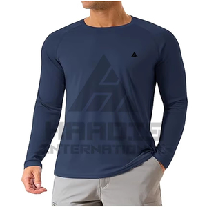 Camisetas de manga larga para hombre de color sólido, de poliéster puro, con logo personalizado. - Product Image 2