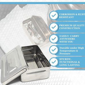 Plateau en acier inoxydable pour instruments médicaux, pour le rangement d'équipements chirurgicaux, plateau de stérilisation réutilisable pour hôpitaux et cliniques - Product Image 6