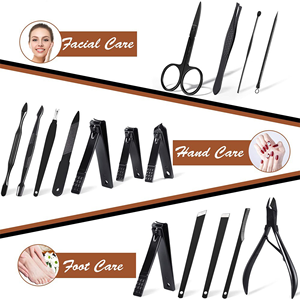OEM 16 Piece Stainless Steel <b>Manicure</b> Pedicure <b>Kit</b> Premium Nail Clipper Grooming Set Travel Case Custom Logo - Product Image 1