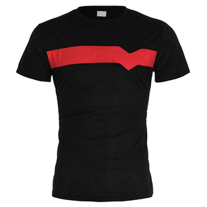 Conjunto de camiseta y pantalones cortos para hombre, color negro y rojo, cuello redondo, de secado rápido, informal, para verano - Product Image 2