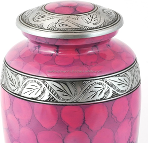 Urna de cremación grabada en plata floral para cenizas humanas, urna para cenizas conmemorativas funerarias hechas a mano para adultos, bolsa de urna grande incluida en rosa - Product Image 2