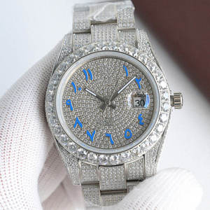Montre de luxe pour homme, automatique, en acier inoxydable, avec moissanite et diamants, cadran rond, style hip-hop, bijoux de luxe, montre sertie de diamants - Product Image 6