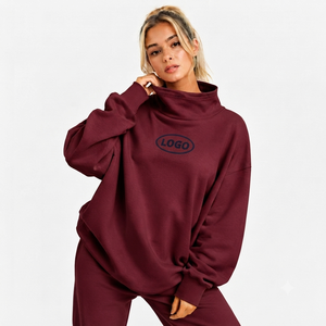 Sweat-shirt oversize à col montant pour femme en molleton de coton épais, vêtement vierge pour les marques de mode émergentes - Product Image 1