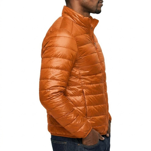 Veste matelassée slim pour homme avec col montant, fermeture éclair, coupe-vent, en polyester, décontractée, pour l'automne - Product Image 2