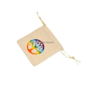 Pochette à cordon en coton vert Tr ee of Life fabriquée à la main pour le stockage et l'organisation - Product Image 3