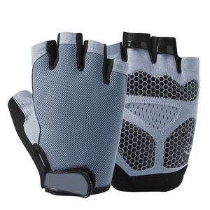 Cycling Gloves For Men Women Padded Gray Color Lightweight <b>Half</b> Finger Breathable Anti <b>Slip</b> Hook Loop Closure Polyester Gloves - Product Image 1