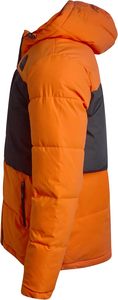 Hooded <b>Quilted</b> Jacket Men Winter Color Blocked Orange Black Full Sleeve Zipper Closure <b>Thick</b> Padded Outerwear - Product Image 5
