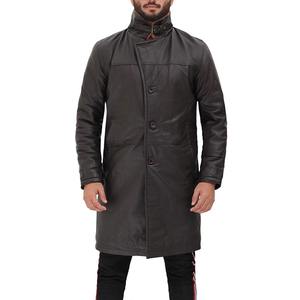 Manteau en cuir noir de haute qualité pour homme, coupe ajustée, style racer, simple boutonnage, en peau de mouton, idéal pour l'hiver – Vente en gros - Product Image 2