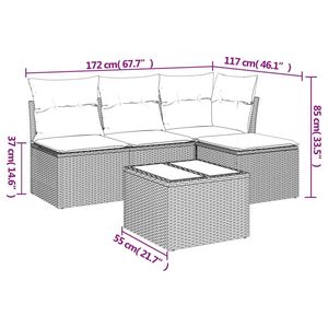 Conjunto de Sofá de Jardín de Ratán PE Marrón con Acero con Recubrimiento en Polvo y Vidrio Templado, Muebles de Exterior Premium - Product Image 3