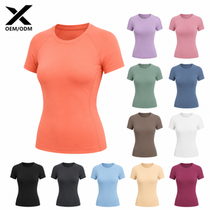 Camiseta Deportiva de Color Sólido para Mujer XSC OEM ODM |   Top Deportivo y de Yoga de Poliéster Elástico y Transpirable |   Ropa Deportiva de Secado Rápido para Gimnasio - Product Image 1
