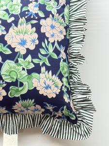 <b>Block</b> Print Boho Cushion Cover With Frill Handmade Cotton <b>Bed</b> Throw Pillows, bohemian pillow cushion cover vintage home decor - Product Image 4