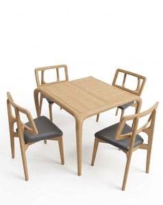 Mesa de comedor moderna de madera maciza, cuadrada, con 4 sillas, muebles para el hogar, villa, apartamento, boda - Product Image 4
