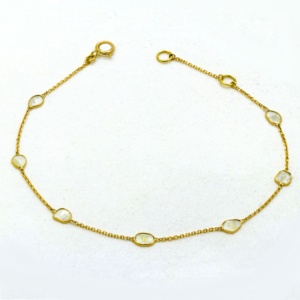 Bracelet à maillons en or jaune 18 carats avec diamants naturels taillés en tranches sertis clos, collection Memoria Jewels, vente en gros - Product Image 1