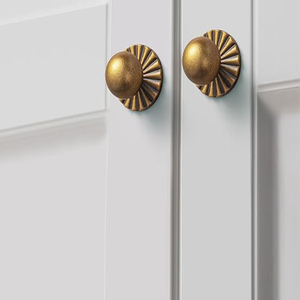 Antique Brass Cabinet Knobs Classic Vintage Flat <b>Drawer</b> <b>Pulls</b> <b>Drawer</b> Knobs Stylish Design Kitchen Cupboard Bathroom Metal Knobs - Product Image 2
