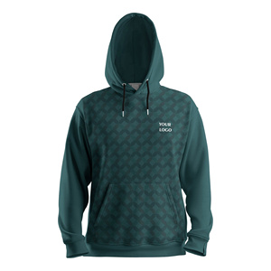 Sweat à capuche personnalisé par sublimation pour garçons avec motif abstrait, manches unies, pull à col rond avec poche - Product Image 1