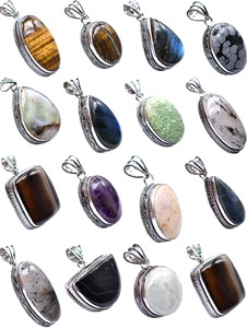 Nueva Llegada, Lote Mixto de Colgantes Plateados en Plata 925, Venta al por Mayor de Colgantes Finos Surtidos con Piedras Preciosas Naturales, Fabricantes de Colgantes al por Mayor - Product Image 3