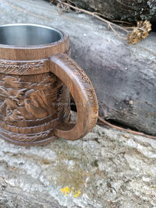 Tasse en bois faite à la main pour la maison bureau hôtel tasse à bière en bois tasse à thé de l'Inde - Product Image 2