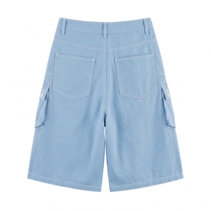 Pantalones Cortos de Mezclilla al por Mayor de Fábrica, Estilo Jorts, Verano, Unisex, Ajuste Holgado, Lavado Vintage, Hip Hop, Casual, con Bordes sin Rematar y Bolsillos Utilitarios - Product Image 2