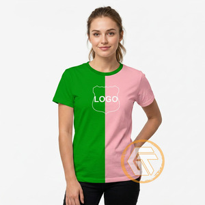 Vente en gros GREEK TREASURES Alpha |   T-shirt décontracté pour femmes Kapa - 100% coton jersey rose et vert respirant à manches courtes - Product Image 4