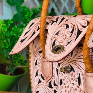 Sac à main de luxe en cuir véritable, couleur unie, avec poignée tressée et embossage, fermeture éclair durable, antivol, portable, pour la plage, printemps-été - Product Image 5