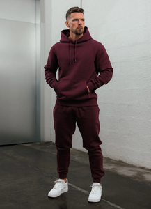 men fitted tracksuit slim fit cotton <b>polyester</b> fabric zipper hoodie <b>jogger</b> set training gym wear sportswear set - Product Image 6
