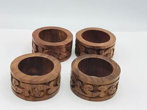 Anneaux de serviette de table élégants en bois, faits à la main, modernes, luxueux, écologiques, durables, multifonctionnels, accessoires de décoration de table - Product Image 3