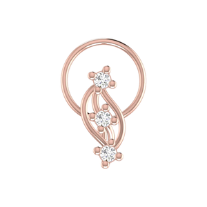 เครื่องประดับเจาะจมูกทอง 14K ดีไซน์ดอกไม้ ประดับเพชรธรรมชาติ 0.06 กะรัต สไตล์ชาติพันธุ์สำหรับผู้หญิง - Product Image 2