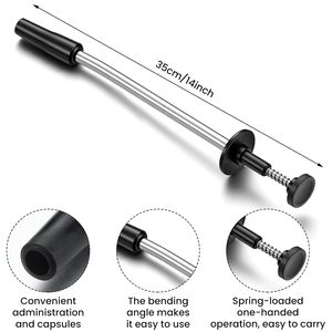 1 pièce Pistolet à boulettes de cuivre incurvé de 14 pouces en acier inoxydable avec embout en caoutchouc noir souple de 11 mm pour moutons, chèvres - Product Image 3
