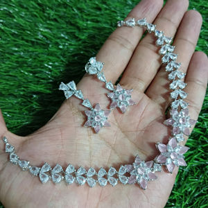 Classic American Diamond <b>Bridal</b> Jewelry <b>Set</b> Two-Piece <b>Necklace</b> <b>and</b> <b>Earrings</b> for Wedding Fashionable Classic Style - Product Image 1