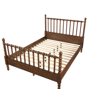 Cadre de lit classique en teck massif, taille Queen, avec tête de lit à tiges, mobilier de chambre traditionnel - Product Image 2