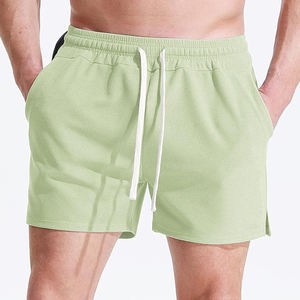 Pantalones Cortos Deportivos de Verano para Hombre, de Pana a Cuadros, Viscosa/Algodón, Cintura Elástica Alta, Transpirables, con Bolsillos - Product Image 2