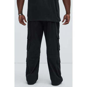 Pantalones de mezclilla multibolsillo estilo cargo retro para mujer Aspecto lavado informal con pierna ancha y corte tridimensional - Product Image 1