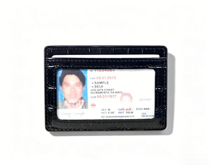 [Top Item] Castello Genuine Leather Slim Credit Card Case <b>Holder</b> <b>Wallet</b> Silver Foiled Logo No Closure Multi-Use Color - Product Image 4