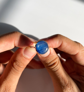 Natural Tanzanite Gemstone Cabochon Handcrafted 925 Silver Solitaire December Birthstone Ring - Product Image 2