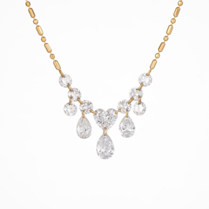 Collier pendentif en or plaqué diamant de luxe, chaîne à perles en forme de cœur, bijoux de mariage pour femmes - Product Image 1