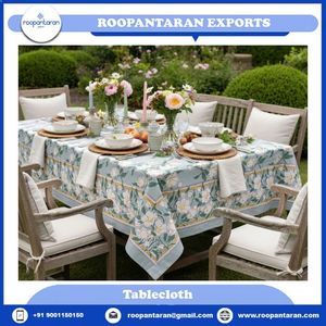 Top Quality Floral <b>Printed</b> Cotton <b>Linen</b> 8-10 Seater Tablecloth 180x270 Cm Outdoor Washable Woven Pastoral Style at Wholesale - Product Image 2