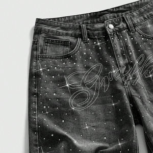 Shorts de mezclilla lavados personalizados, estilo urbano, con dobladillo sin rematar, informales, de verano, color liso, ecológicos, transpirables, de cintura media, servicio OEM - Product Image 3