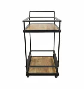 Chariot de rangement de cuisine en métal fait main de qualité supérieure avec cadre en acier durable, étagères multiples et roues verrouillables – Luxe artisanal - Product Image 2
