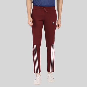 Pantalon de survêtement sportif rouge à quatre voies avec bande latérale, logo personnalisable, impression HD, délavage coloré, en Spandex/Polyester, séchage rapide, tailles homme M/L/XL - Product Image 1