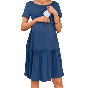 Vestido de Maternidad para Lactancia en Color Negro, Transpirable, Estilo Vestido, Ropa de Maternidad para Mujeres - Product Image 3
