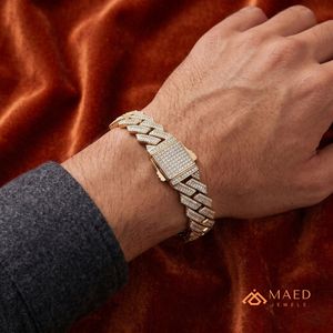 Bracelet en moissanite plaqué or 18 carats, bijoux de mode, bracelet à maillons cubains pour femmes et hommes, cadeau élégant, bijoux fins, New York City, NY - Product Image 5