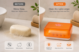 Light Luxury Plastic <b>Soap</b> <b>Holder</b> with Double-layer Drainage Holes - Product Image 3