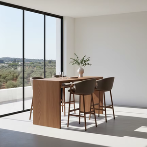 เก้าอี้บาร์ Lunor โครงไม้สักแท้  งานไม้ธรรมชาติ ดีไซน์สไตล์สแกนดิเนเวียนทันสมัย เป็นมิตรกับสิ่งแวดล้อม ทนทาน เหมาะสำหรับเฟอร์นิเจอร์ร้านกาแฟ - Product Image 3