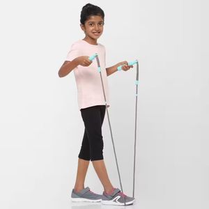 Corde à sauter légère et réglable en caoutchouc avec poignées turquoise pour entraînement de musculation à domicile, équipement de fitness unisexe - Product Image 4