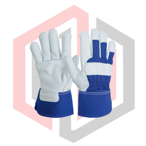 Guantes de Trabajo Resistentes de Cuero Dividido, Color Azul, Palma Reforzada, Grado Industrial, Resistentes a Químicos y al Calor - Product Image 1