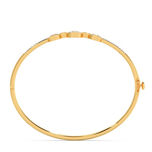 Bracelet en diamants à trois cercles avec bande fine en or jaune et design central rond symétrique - Product Image 3