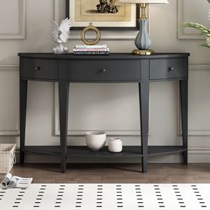 Consolla moderna curva in stile U con 3 cassetti e 1 ripiano per l'ingresso del corridoio o il divano del soggiorno - Product Image 1