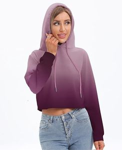 Sweat-shirt à capuche pour femme, coupe slim, dégradé de couleurs, style color block - Product Image 1