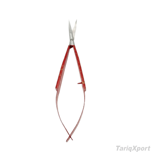 Tijeras Rectas de Acero Inoxidable con Mango Recubierto de Rojo, Tijeras Profesionales para Recortar Pestañas y Cejas, Alta Calidad - Product Image 2